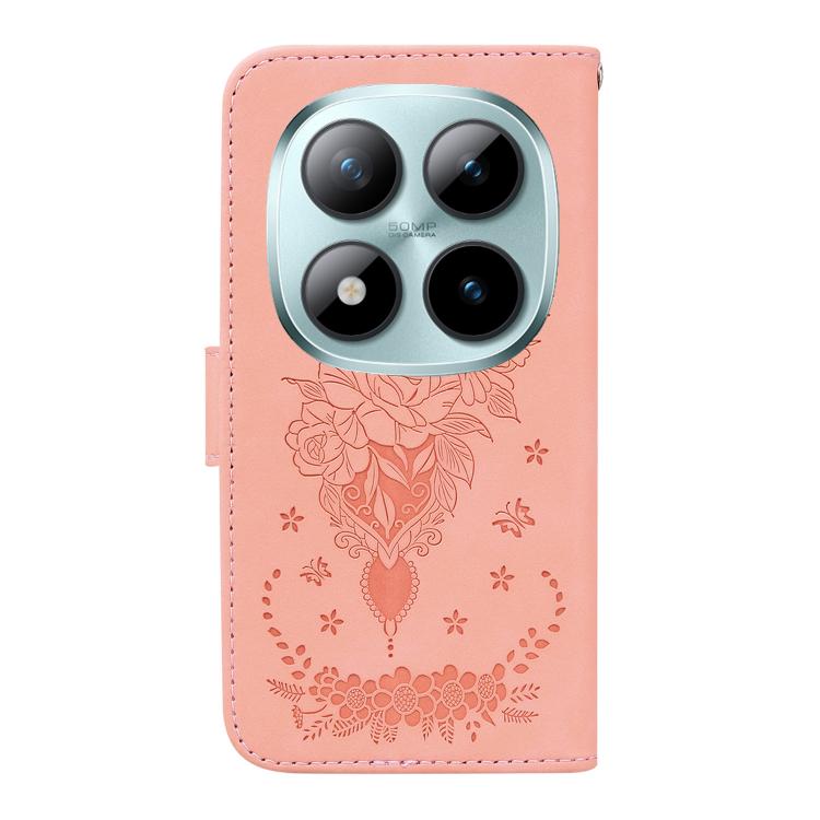 For Redmi Note 15 Pro 5G Global 163.6mm Butterfly Rose Embossed Leather Phone Case