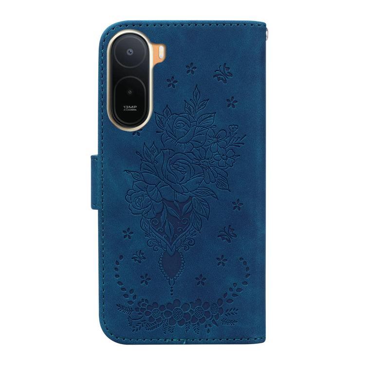 For Redmi A7 Pro 4G / 5G 171mm / Poco C85x 5G Butterfly Rose Embossed Leather Phone Case
