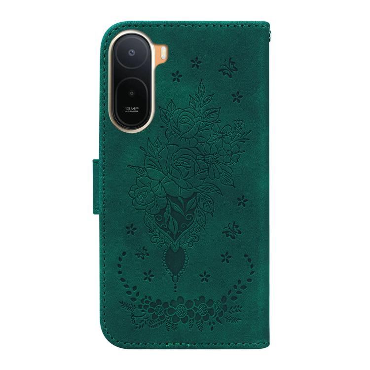 For Redmi A7 Pro 4G / 5G 171mm / Poco C85x 5G Butterfly Rose Embossed Leather Phone Case