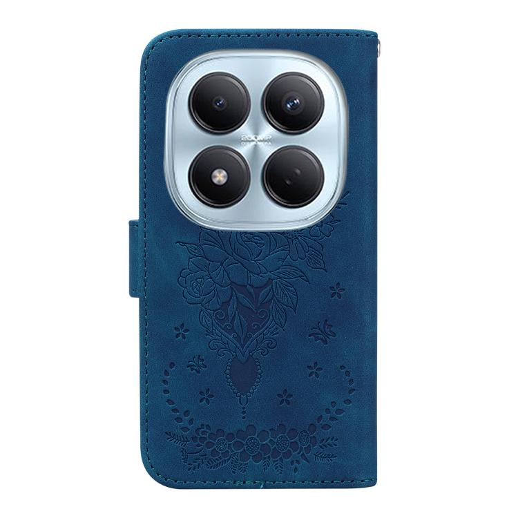 For Redmi Note 15 Pro 4G Global 163.2mm Butterfly Rose Embossed Leather Phone Case