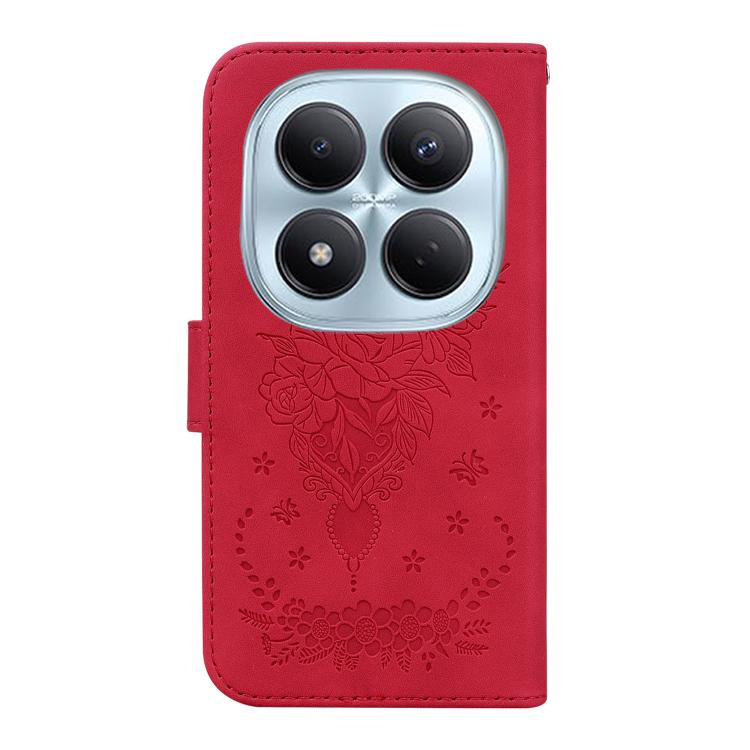 For Redmi Note 15 Pro 4G Global 163.2mm Butterfly Rose Embossed Leather Phone Case