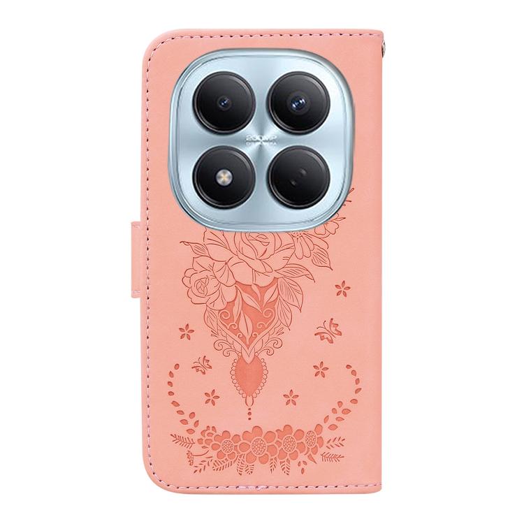 For Redmi Note 15 Pro 4G Global 163.2mm Butterfly Rose Embossed Leather Phone Case