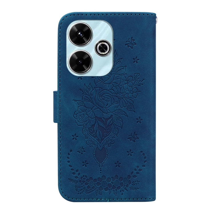 For Xiaomi Poco M6 4G Butterfly Rose Embossed Leather Phone Case