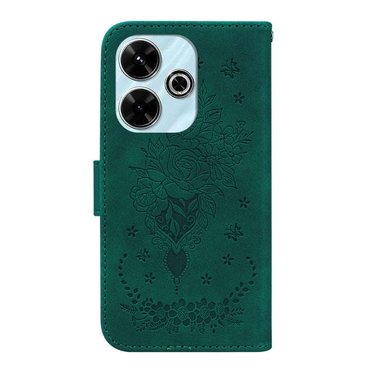 For Xiaomi Poco M6 4G Butterfly Rose Embossed Leather Phone Case