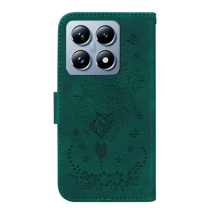 For Xiaomi 14T Butterfly Rose Embossed Leather Phone Case