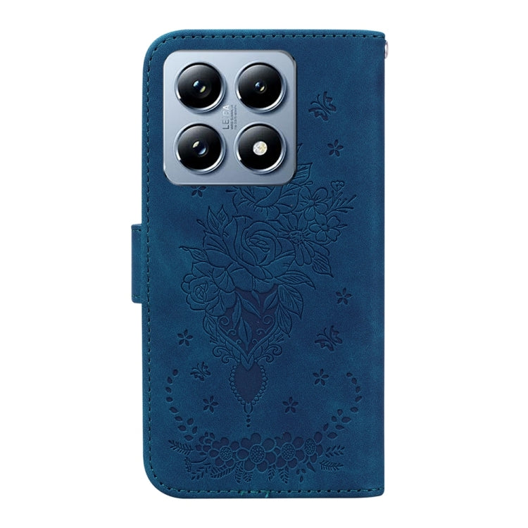 For Xiaomi 14T Pro Butterfly Rose Embossed Leather Phone Case