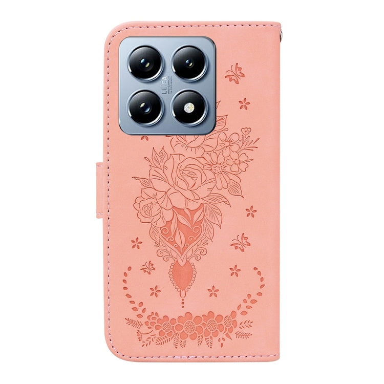 For Xiaomi 14T Pro Butterfly Rose Embossed Leather Phone Case