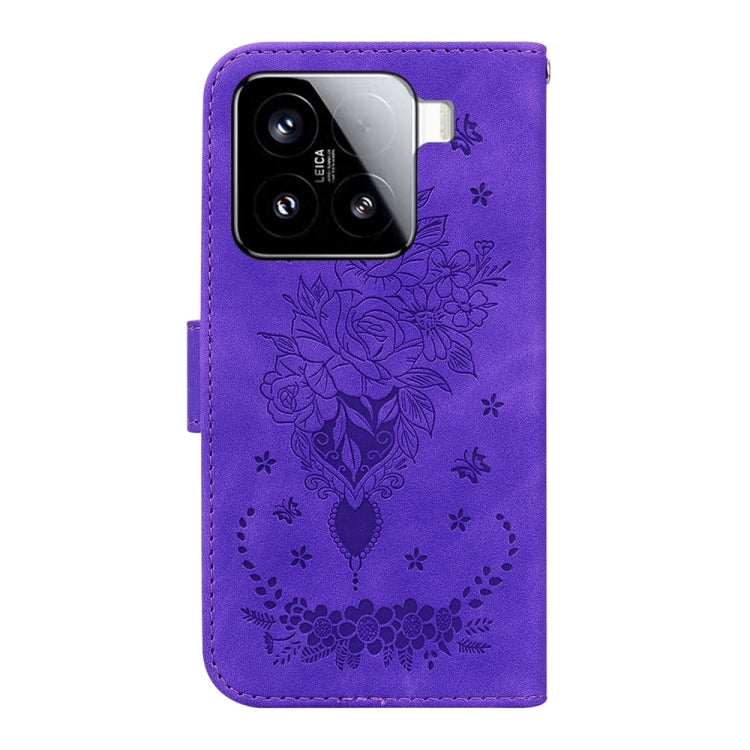 For Xiaomi 15 Butterfly Rose Embossed Leather Phone Case