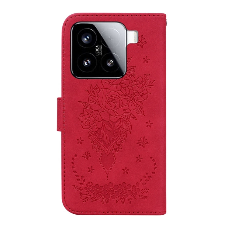 For Xiaomi 15 Butterfly Rose Embossed Leather Phone Case