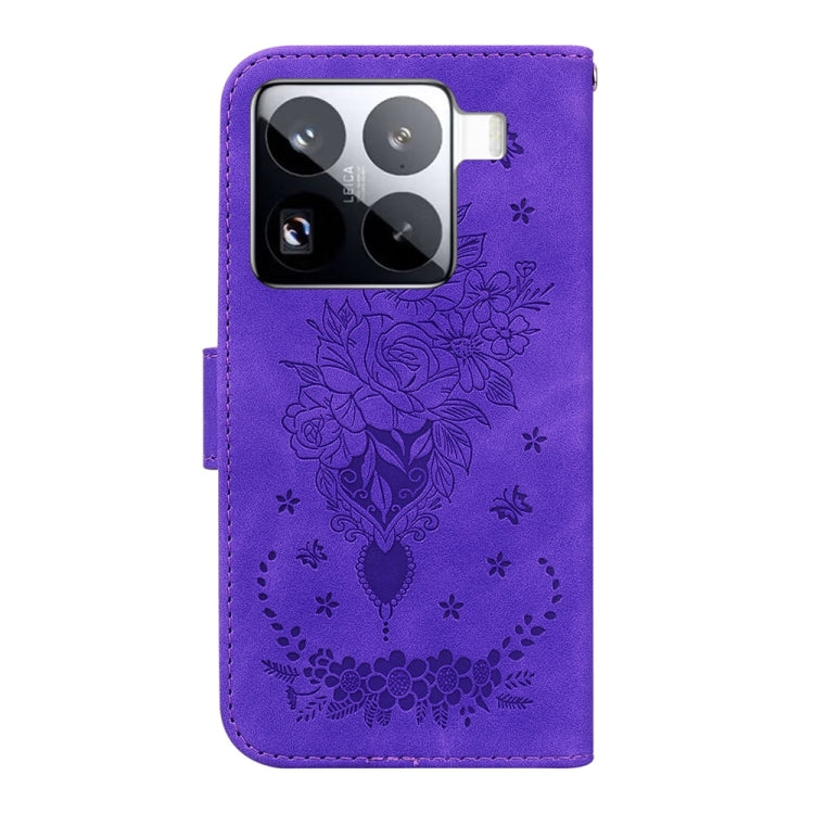 For Xiaomi 15 Pro Butterfly Rose Embossed Leather Phone Case