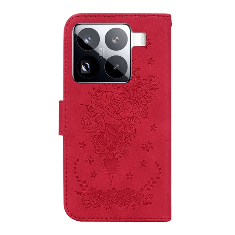 For Xiaomi 15 Pro Butterfly Rose Embossed Leather Phone Case