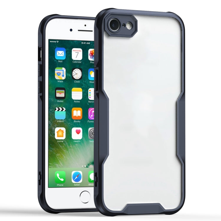 For iPhone SE 2022 / SE 2020 / 8 / 7 Armor Shockproof PC Hybrid TPU Phone Case - Black