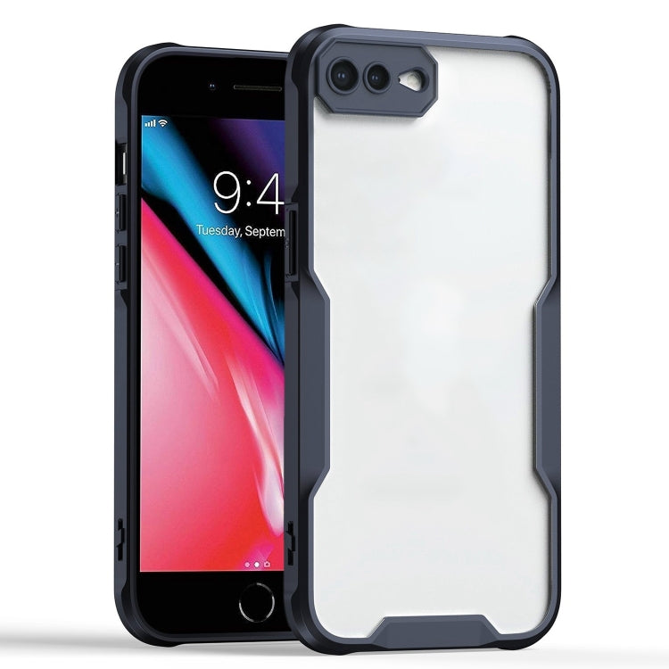 For iPhone 8 Plus / 7 Plus Armor Shockproof PC Hybrid TPU Phone Case - Black