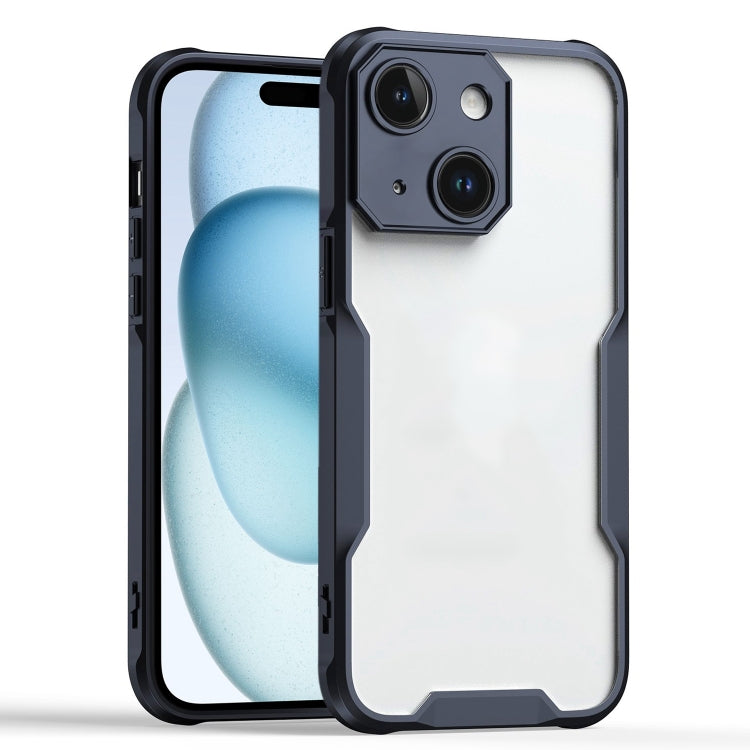 For iPhone 15 Plus Armor Shockproof PC Hybrid TPU Phone Case - Black