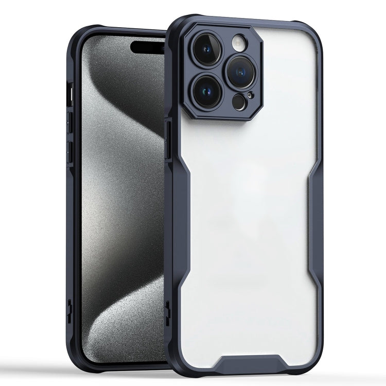 For iPhone 15 Pro Max Armor Shockproof PC Hybrid TPU Phone Case - Black