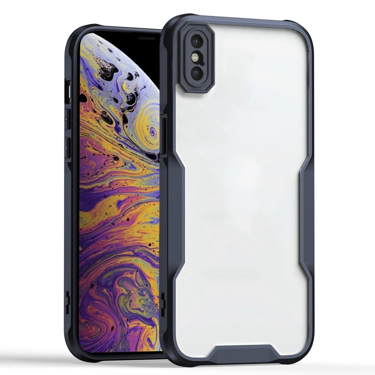 For iPhone XS Max Armor Shockproof PC Hybrid TPU Phone Case - Black