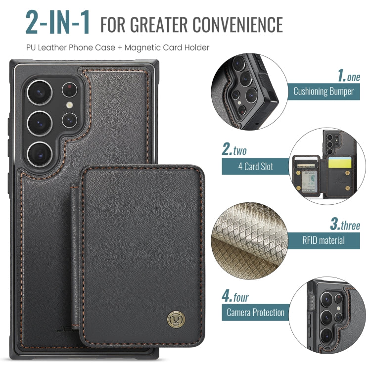 For Samsung Galaxy S22 Ultra 5G JEEHOOD J05 Business Magnetic Style RFID Leather Phone Case