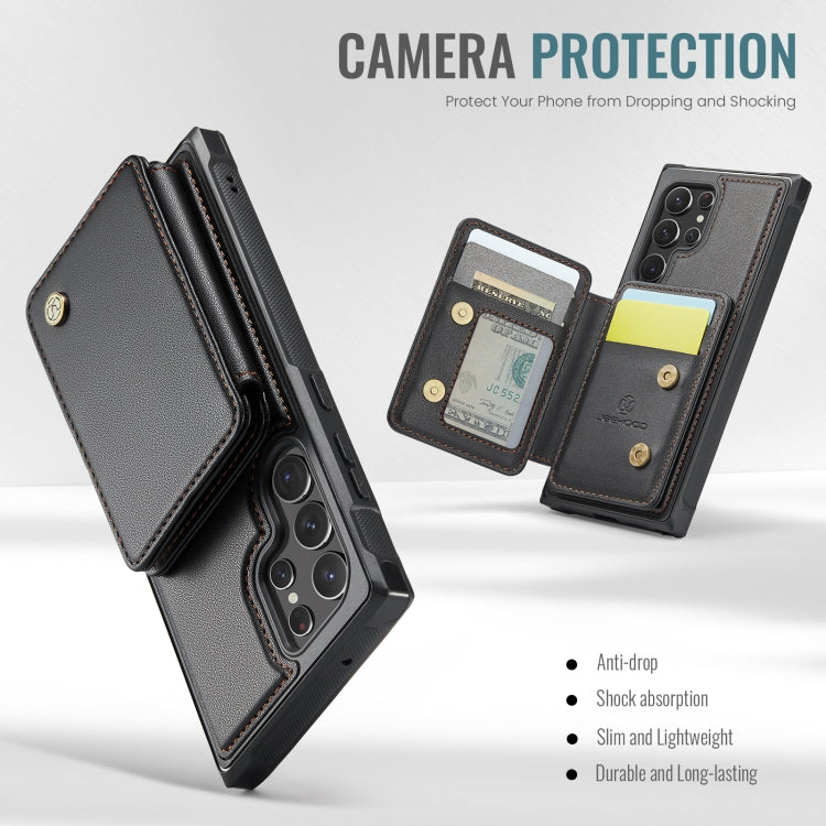 For Samsung Galaxy S22 Ultra 5G JEEHOOD J05 Business Magnetic Style RFID Leather Phone Case