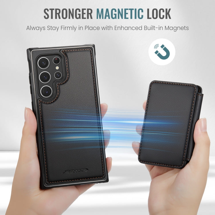 For Samsung Galaxy S22 Ultra 5G JEEHOOD J05 Business Magnetic Style RFID Leather Phone Case