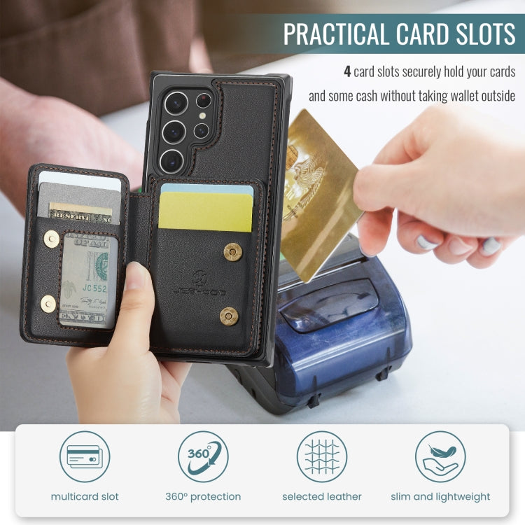 For Samsung Galaxy S22 Ultra 5G JEEHOOD J05 Business Magnetic Style RFID Leather Phone Case
