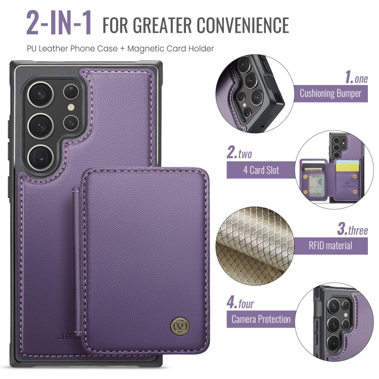 For Samsung Galaxy S22 Ultra 5G JEEHOOD J05 Business Magnetic Style RFID Leather Phone Case