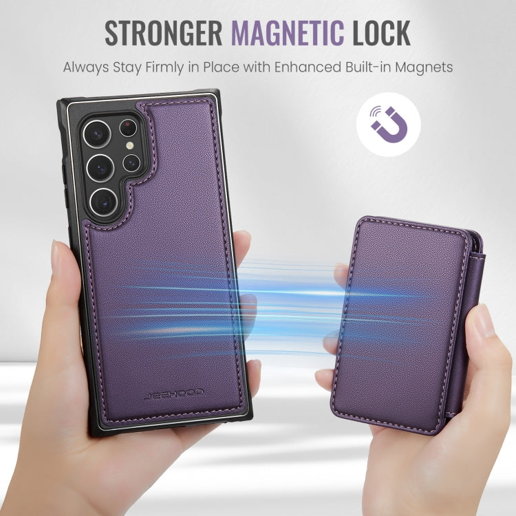 For Samsung Galaxy S22 Ultra 5G JEEHOOD J05 Business Magnetic Style RFID Leather Phone Case