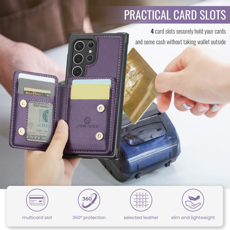 For Samsung Galaxy S22 Ultra 5G JEEHOOD J05 Business Magnetic Style RFID Leather Phone Case