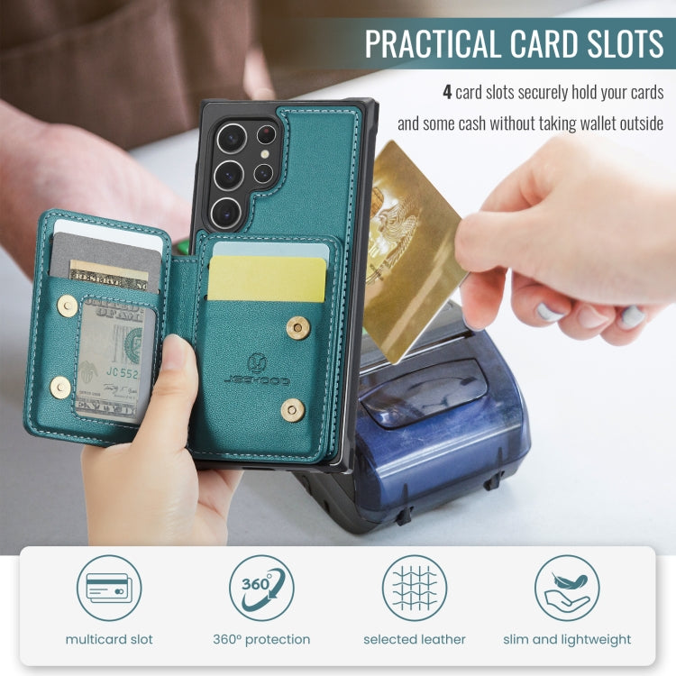 For Samsung Galaxy S22 Ultra 5G JEEHOOD J05 Business Magnetic Style RFID Leather Phone Case