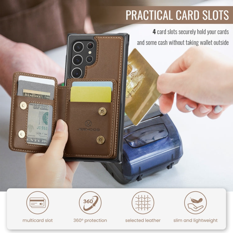 For Samsung Galaxy S22 Ultra 5G JEEHOOD J05 Business Magnetic Style RFID Leather Phone Case
