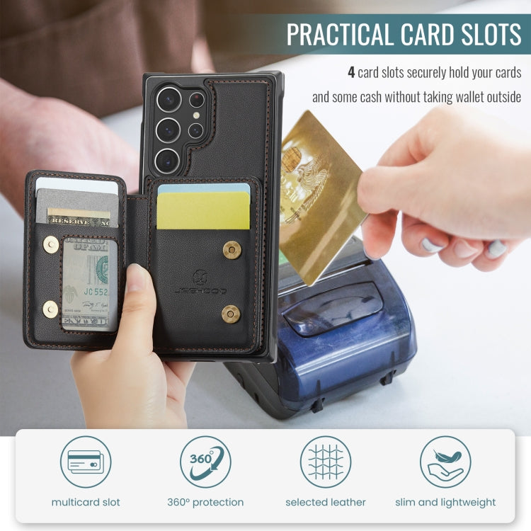 For Samsung Galaxy S23 Ultra 5G JEEHOOD J05 Business Magnetic Style RFID Leather Phone Case