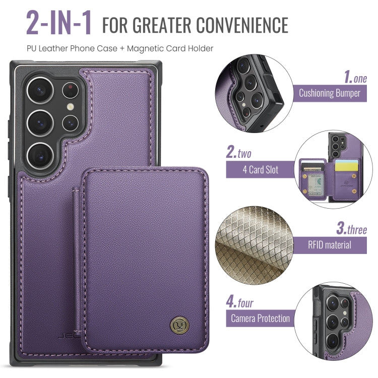 For Samsung Galaxy S23 Ultra 5G JEEHOOD J05 Business Magnetic Style RFID Leather Phone Case