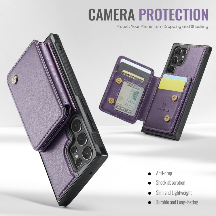 For Samsung Galaxy S23 Ultra 5G JEEHOOD J05 Business Magnetic Style RFID Leather Phone Case
