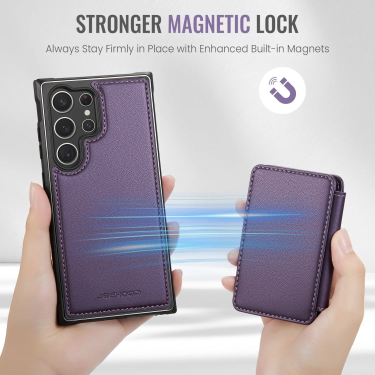 For Samsung Galaxy S23 Ultra 5G JEEHOOD J05 Business Magnetic Style RFID Leather Phone Case