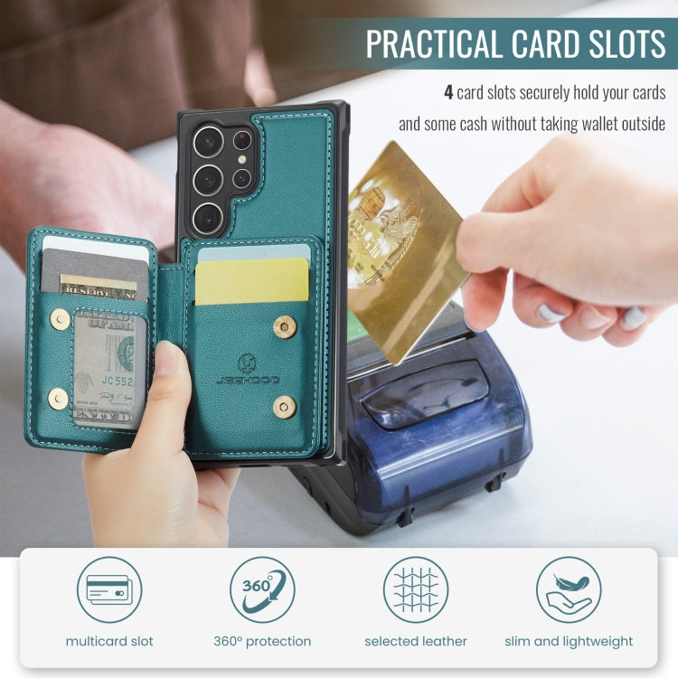 For Samsung Galaxy S23 Ultra 5G JEEHOOD J05 Business Magnetic Style RFID Leather Phone Case