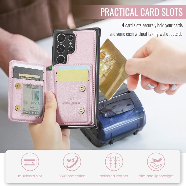 For Samsung Galaxy S23 Ultra 5G JEEHOOD J05 Business Magnetic Style RFID Leather Phone Case
