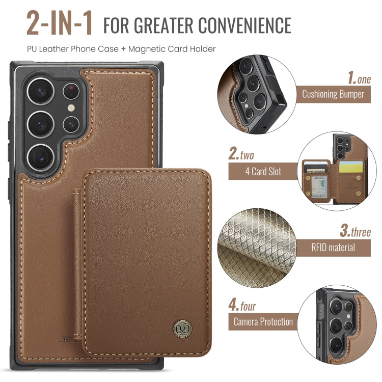 For Samsung Galaxy S23 Ultra 5G JEEHOOD J05 Business Magnetic Style RFID Leather Phone Case