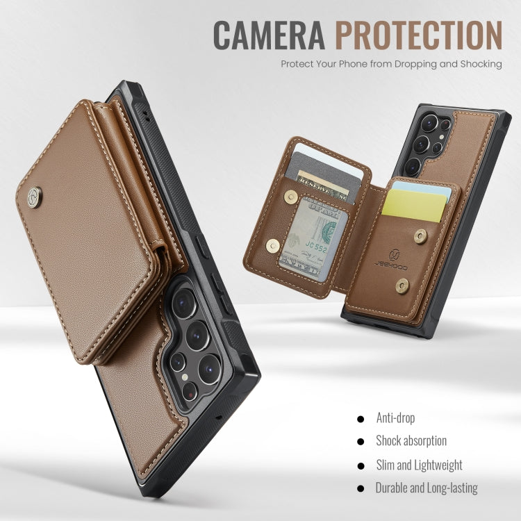 For Samsung Galaxy S23 Ultra 5G JEEHOOD J05 Business Magnetic Style RFID Leather Phone Case
