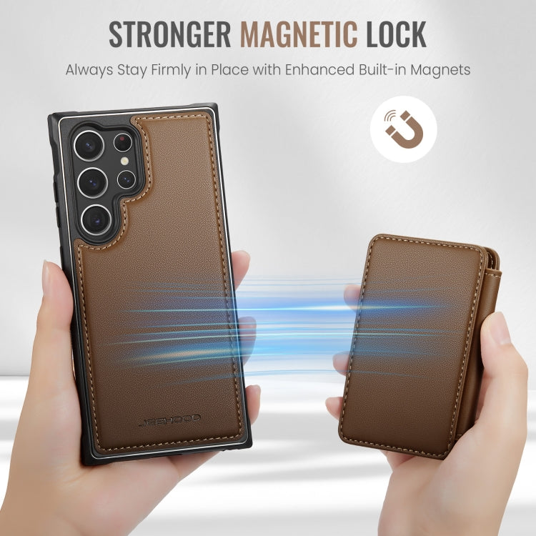 For Samsung Galaxy S23 Ultra 5G JEEHOOD J05 Business Magnetic Style RFID Leather Phone Case