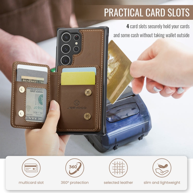 For Samsung Galaxy S23 Ultra 5G JEEHOOD J05 Business Magnetic Style RFID Leather Phone Case