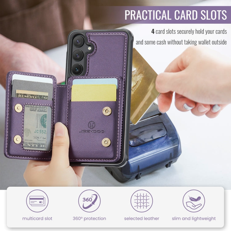 For Samsung Galaxy S24 5G JEEHOOD J05 Business Magnetic Style RFID Leather Phone Case