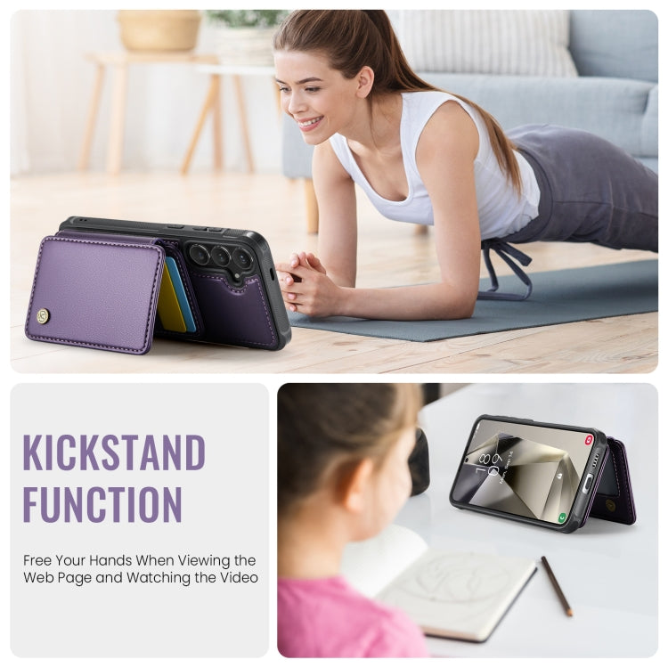 For Samsung Galaxy S24 5G JEEHOOD J05 Business Magnetic Style RFID Leather Phone Case