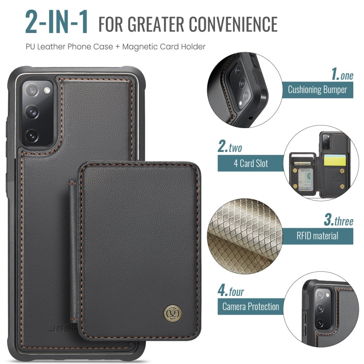 For Samsung Galaxy S20 FE JEEHOOD J05 Business Magnetic Style RFID Leather Phone Case