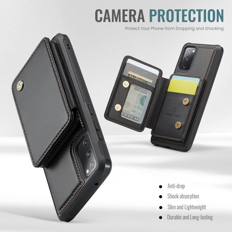 For Samsung Galaxy S20 FE JEEHOOD J05 Business Magnetic Style RFID Leather Phone Case