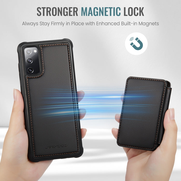 For Samsung Galaxy S20 FE JEEHOOD J05 Business Magnetic Style RFID Leather Phone Case