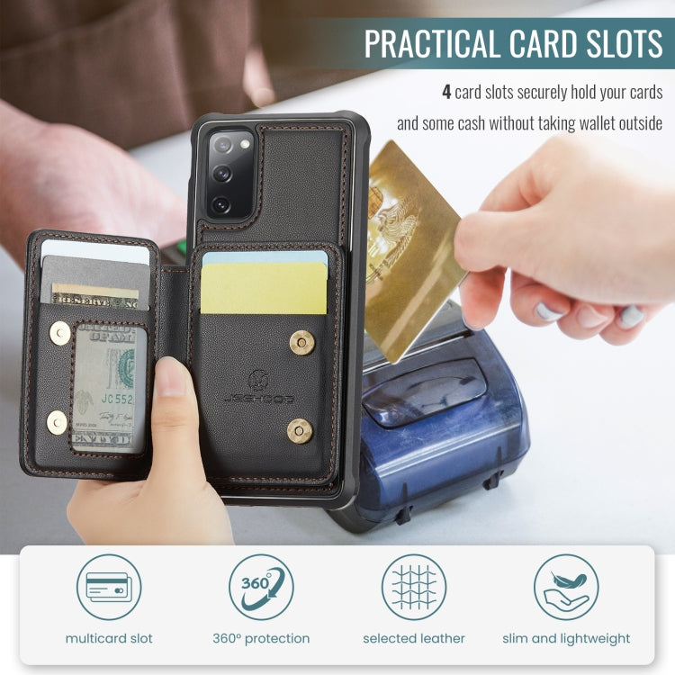 For Samsung Galaxy S20 FE JEEHOOD J05 Business Magnetic Style RFID Leather Phone Case