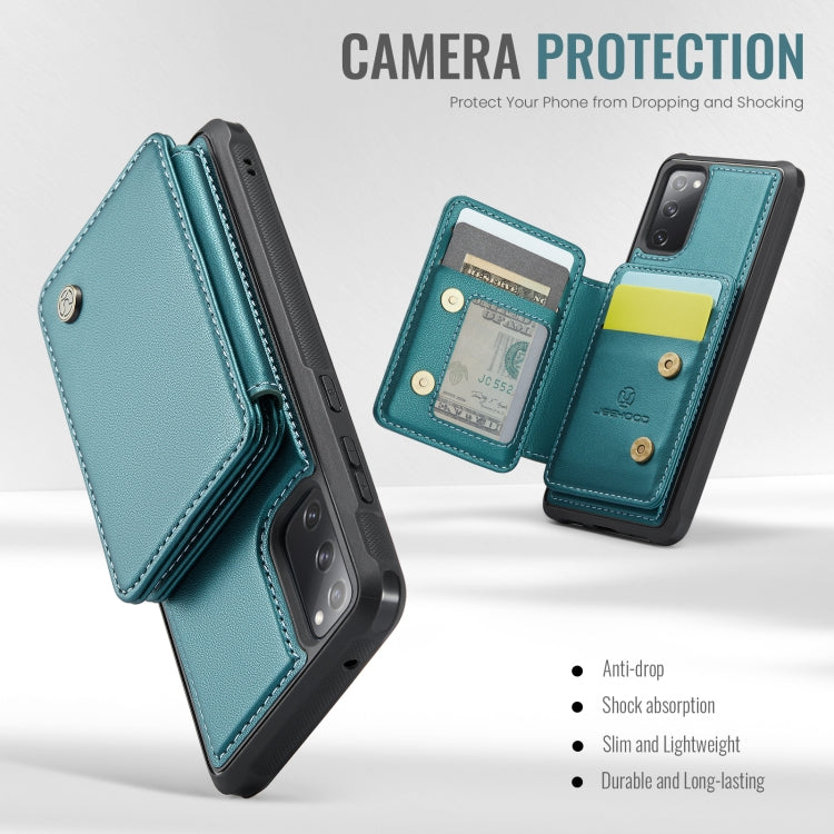 For Samsung Galaxy S20 FE JEEHOOD J05 Business Magnetic Style RFID Leather Phone Case