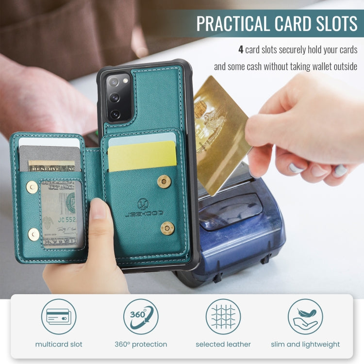 For Samsung Galaxy S20 FE JEEHOOD J05 Business Magnetic Style RFID Leather Phone Case