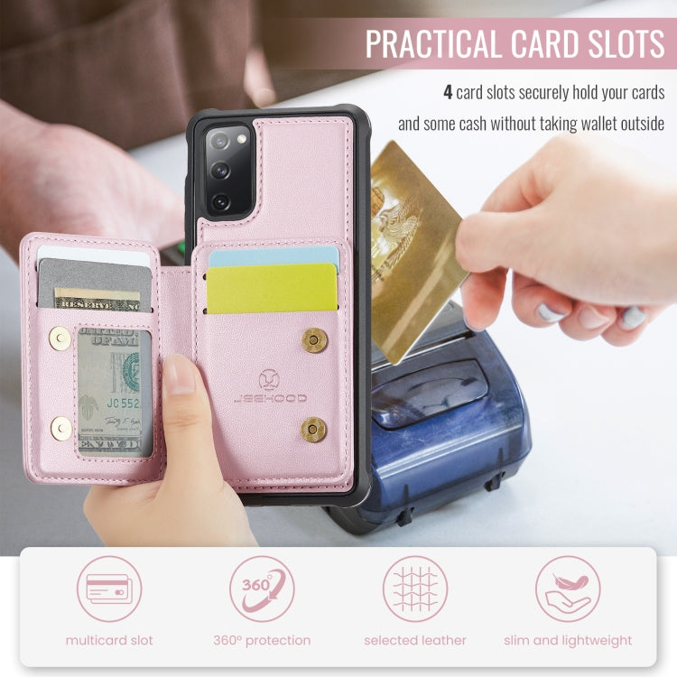 For Samsung Galaxy S20 FE JEEHOOD J05 Business Magnetic Style RFID Leather Phone Case
