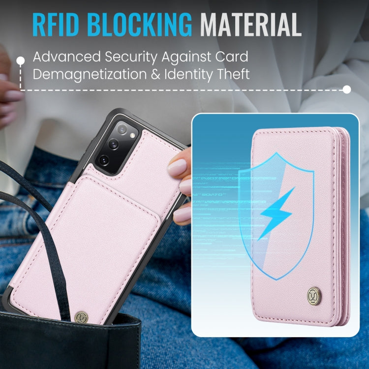 For Samsung Galaxy S20 FE JEEHOOD J05 Business Magnetic Style RFID Leather Phone Case
