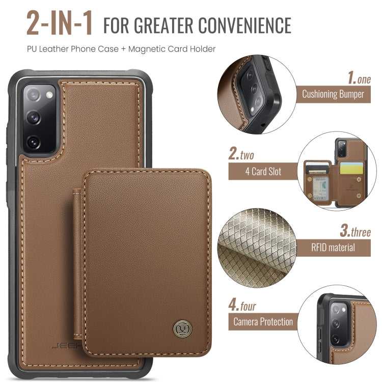 For Samsung Galaxy S20 FE JEEHOOD J05 Business Magnetic Style RFID Leather Phone Case
